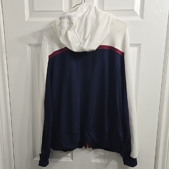AK SPORT Navy and White Zip-Up Hoodie - Picture 5 of 6